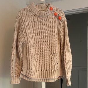 Heavy Alpaca Wool Sweater with Orange Button Accents